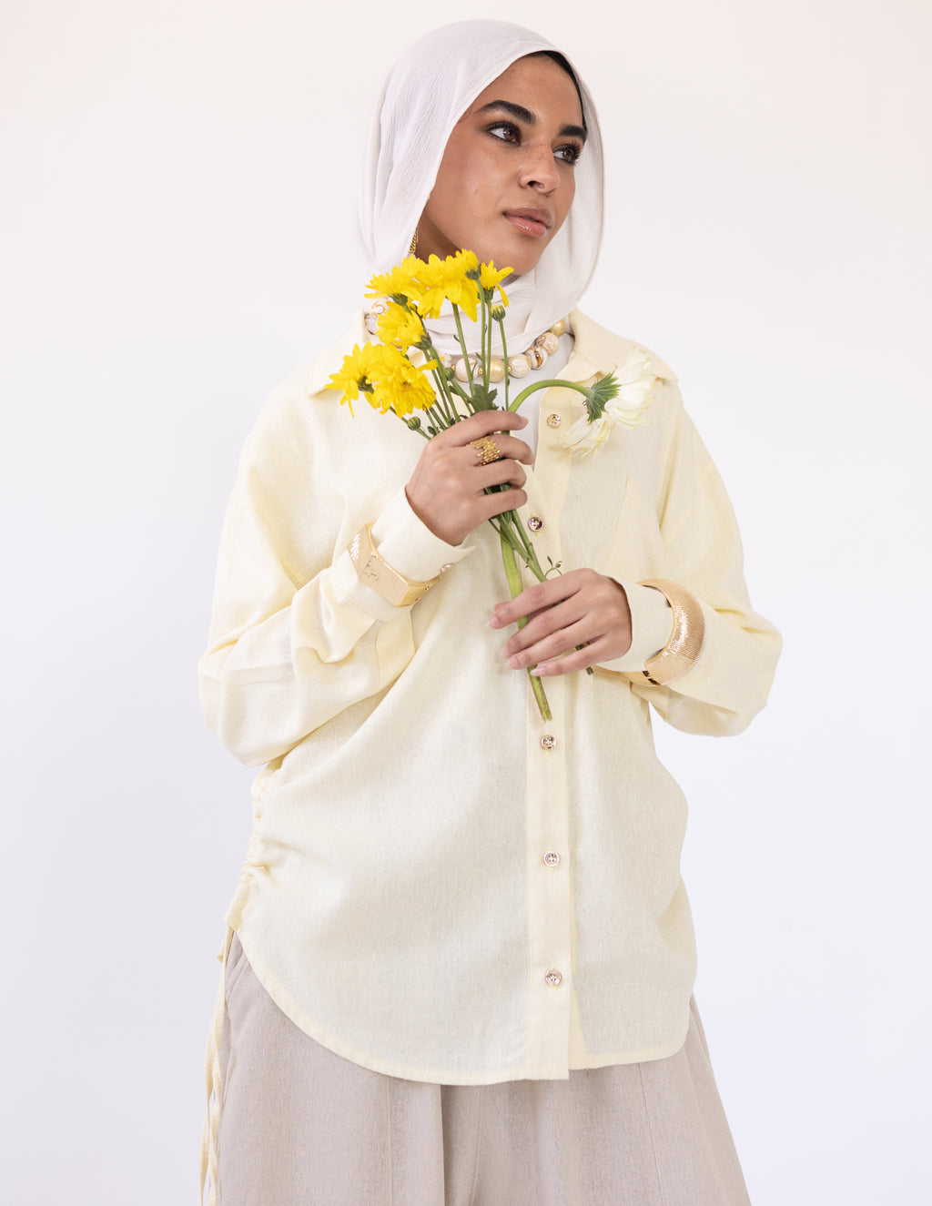 Side-Tie Shirt — Butter Yellow