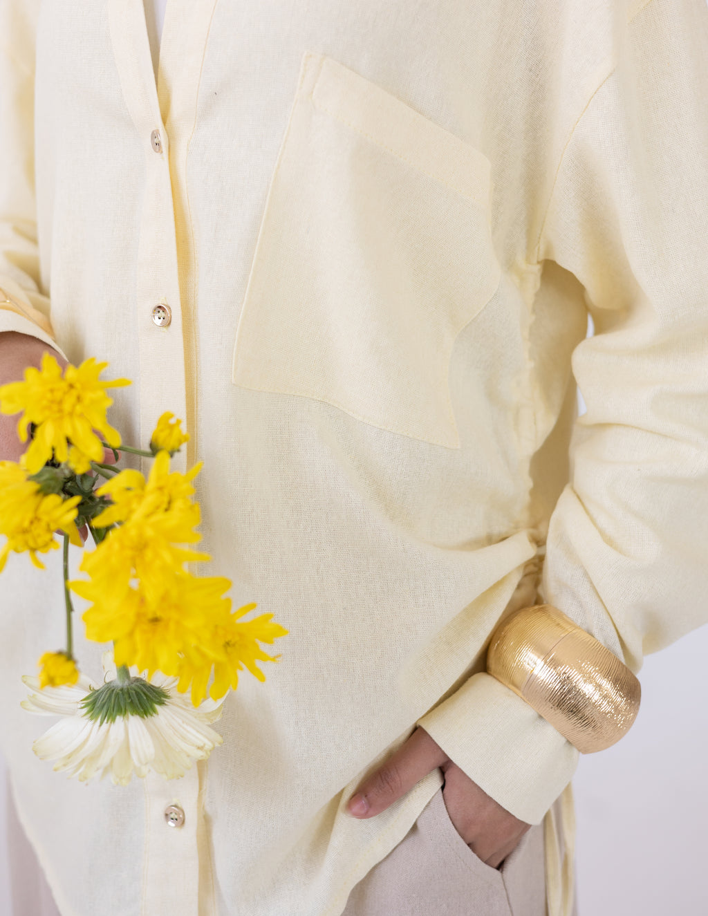 Side-Tie Shirt — Butter Yellow