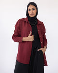 Side-Tie Shirt — Burgundy
