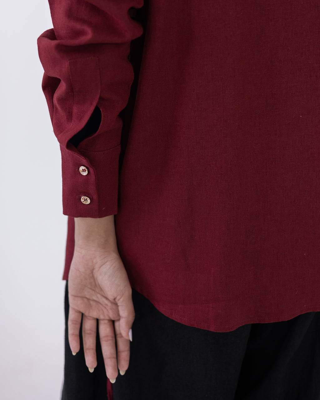 Side-Tie Shirt — Burgundy