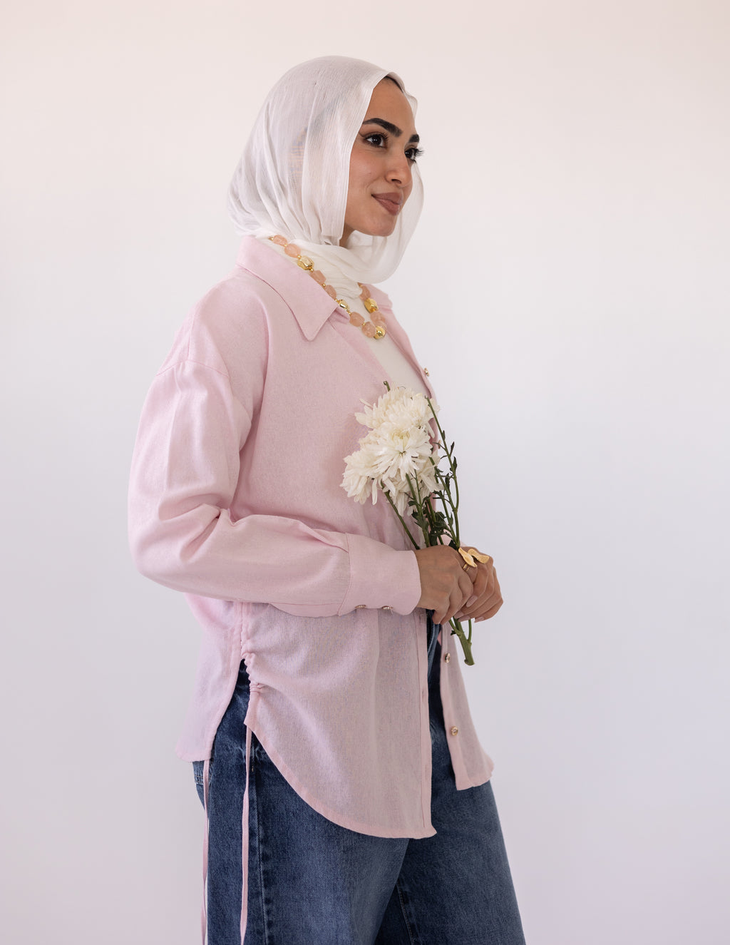 Side-Tie Shirt — Baby Pink