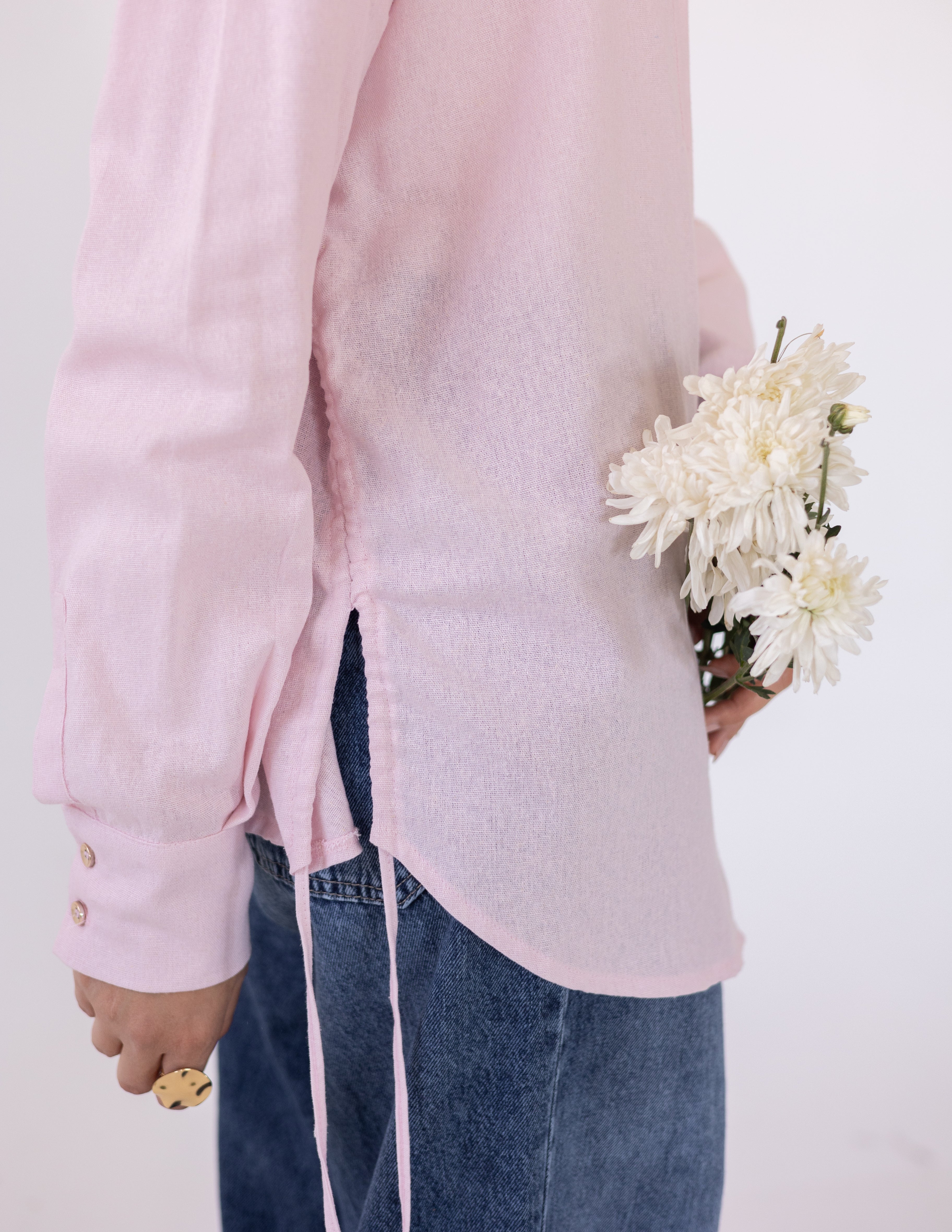Side-Tie Shirt — Baby Pink