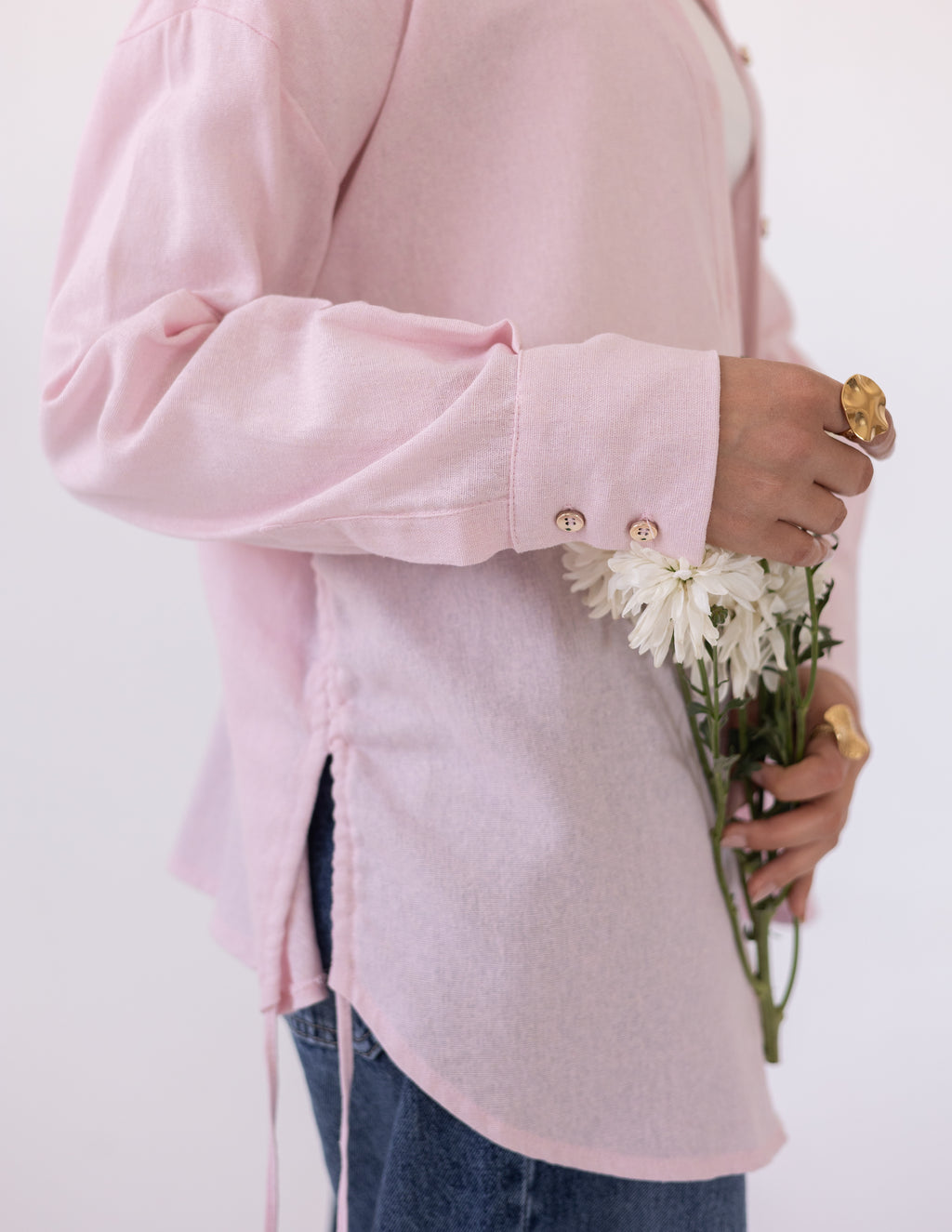 Side-Tie Shirt — Baby Pink