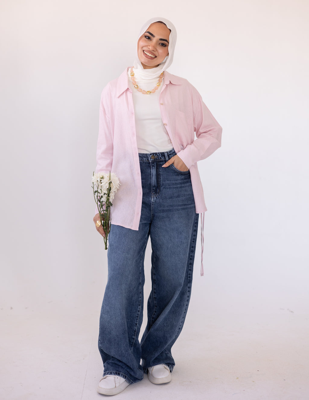 Side-Tie Shirt — Baby Pink