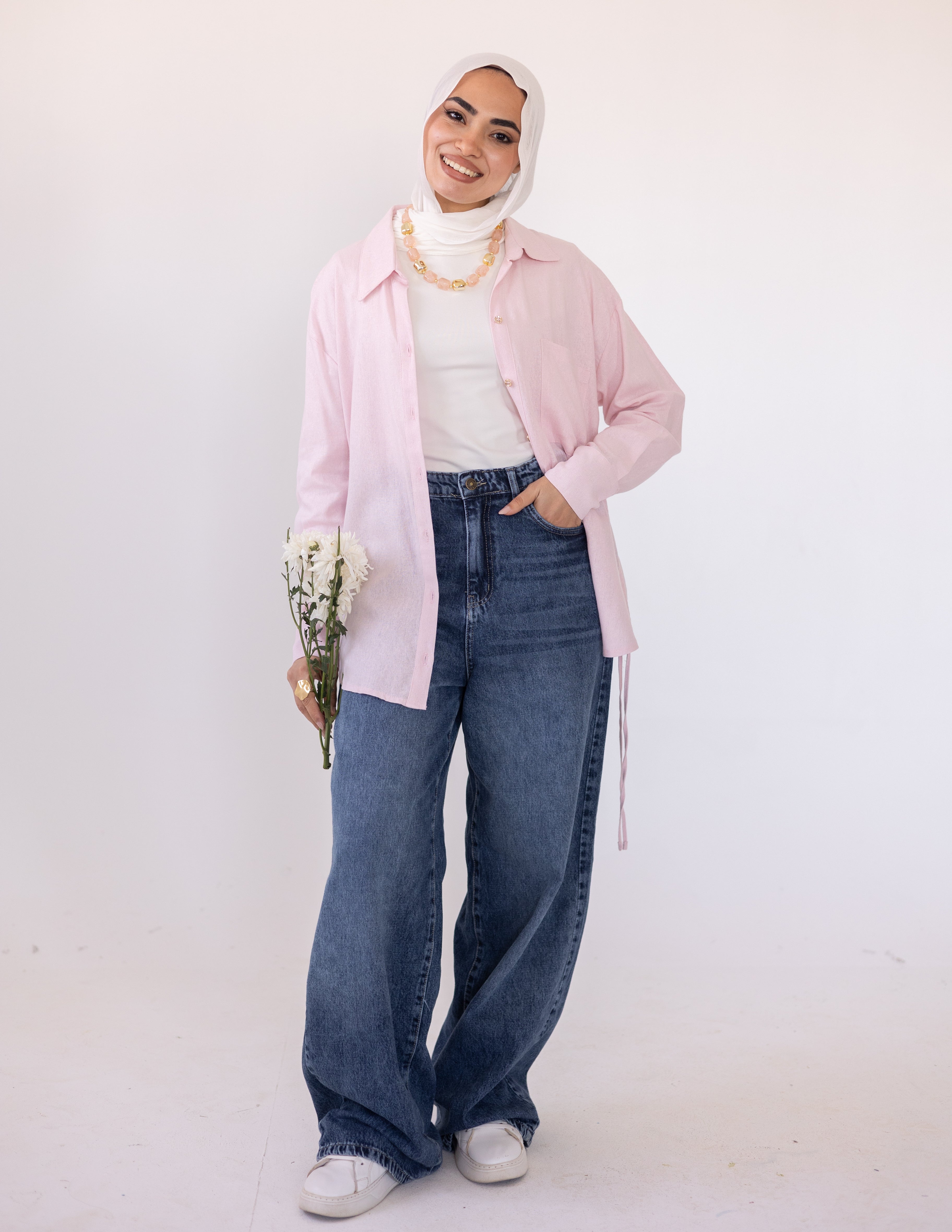 Side-Tie Shirt — Baby Pink