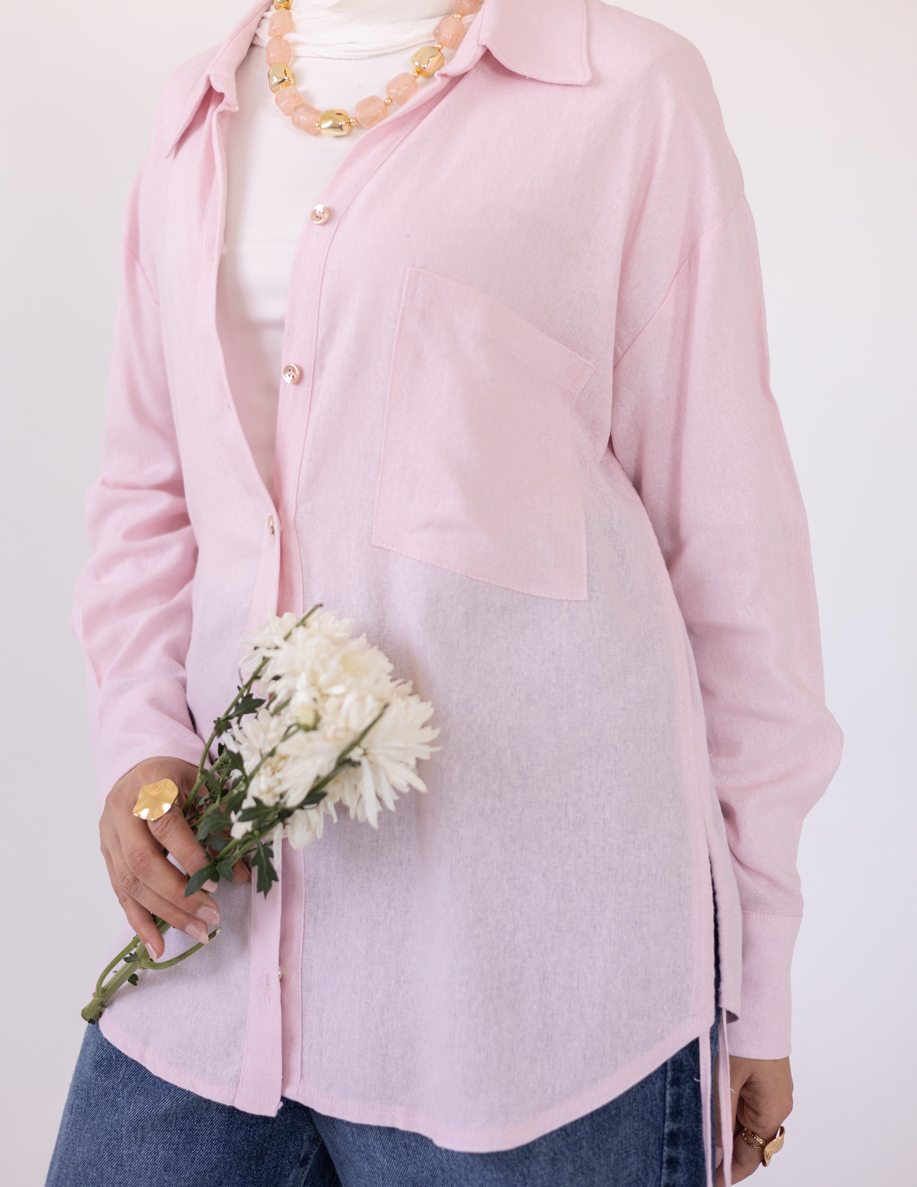 Side-Tie Shirt — Baby Pink