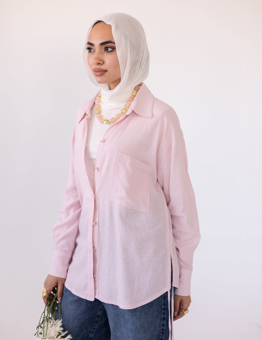Side-Tie Shirt — Baby Pink