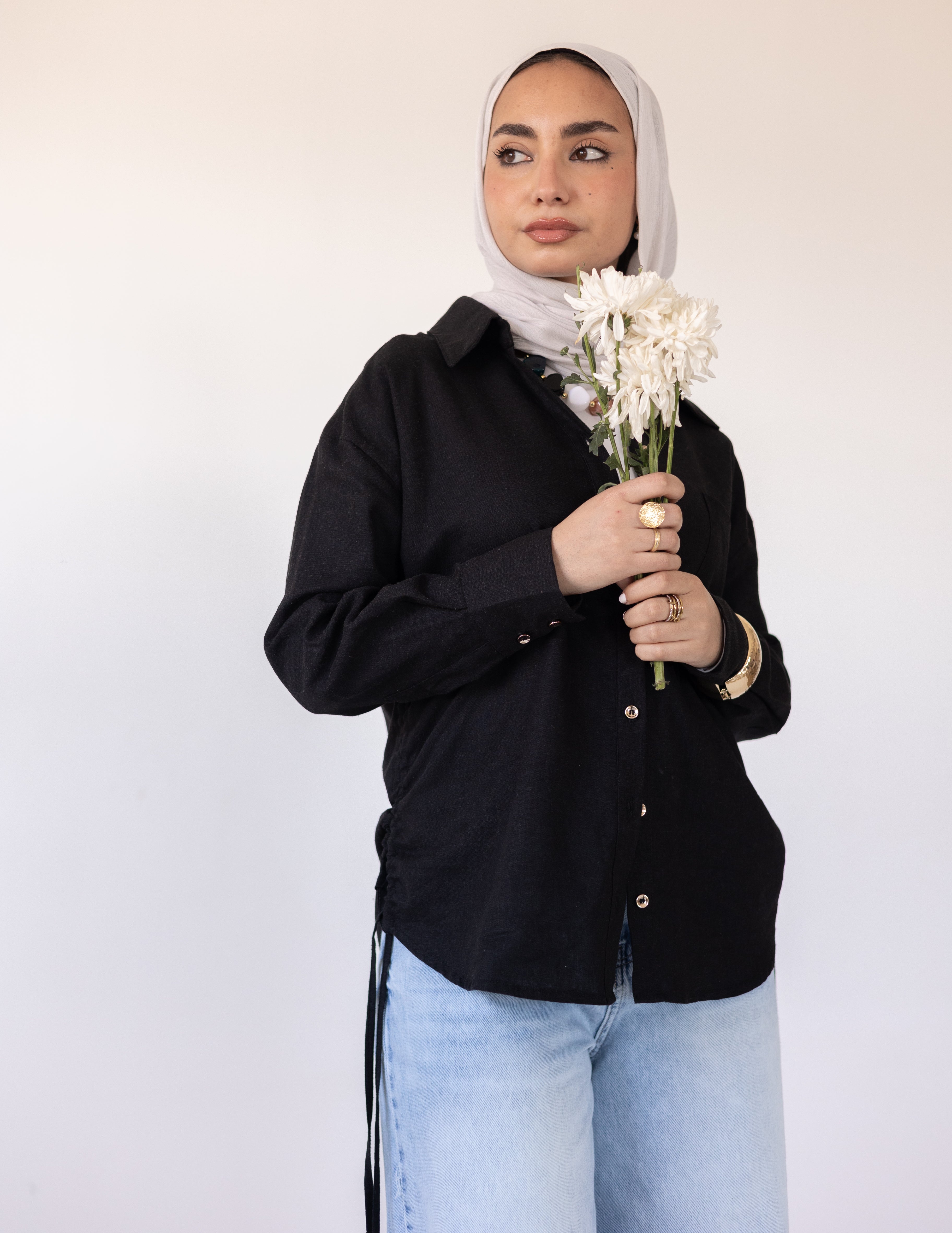 Side-Tie Shirt — Black