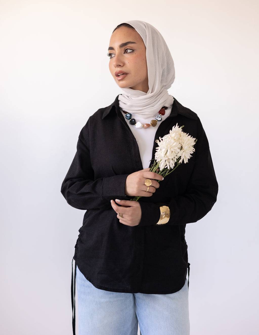 Side-Tie Shirt — Black