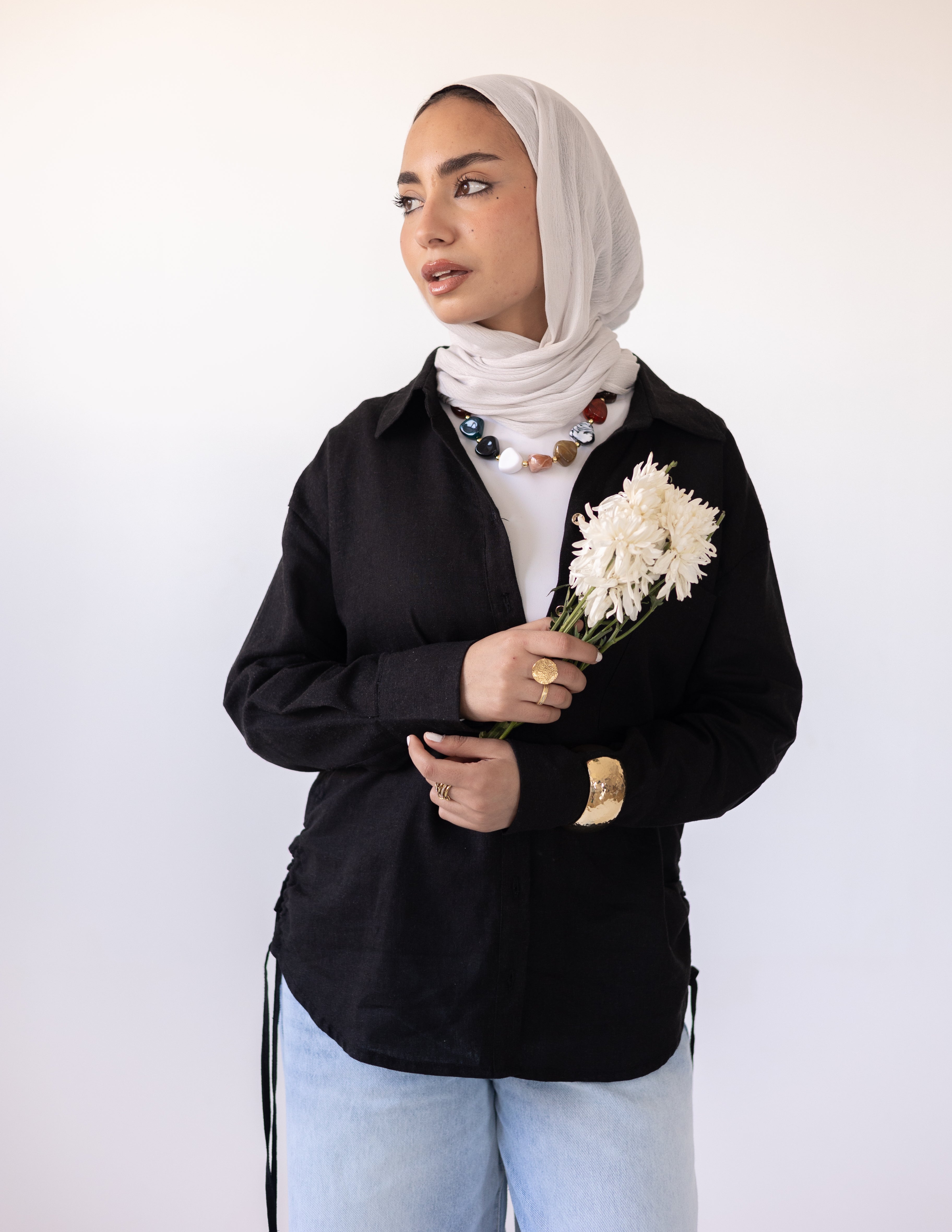 Side-Tie Shirt — Black