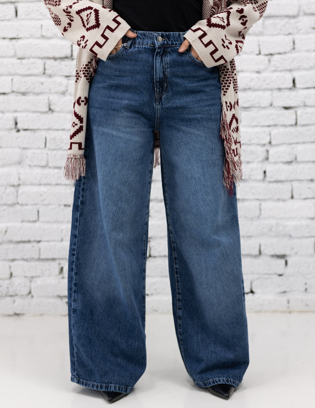 Wide Leg Denim — Dark Navy
