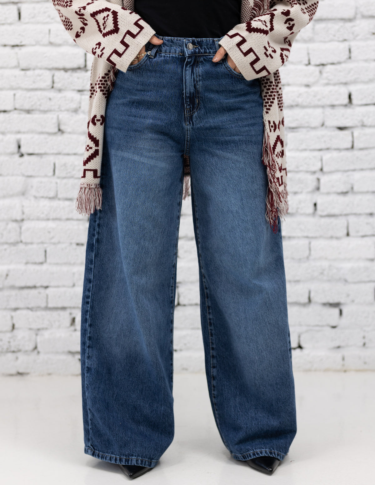 Wide leg denim — dark navy