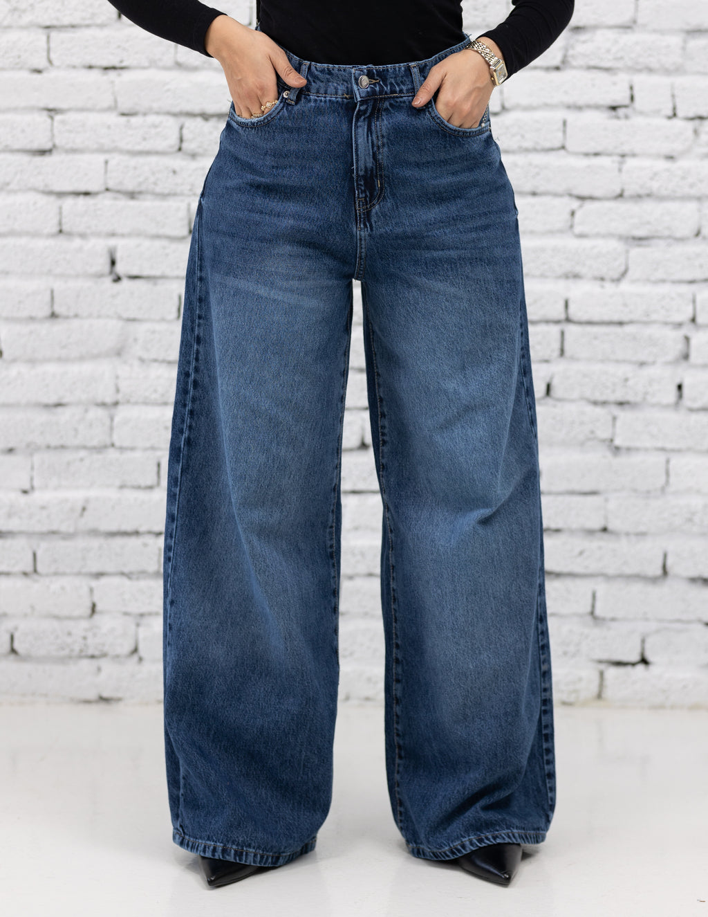 Wide Leg Denim — Dark Navy