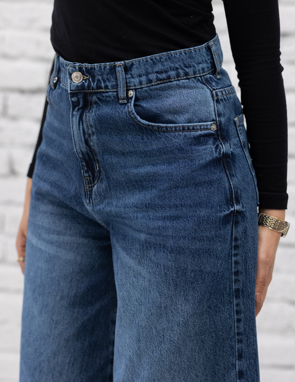 Wide Leg Denim — Dark Navy