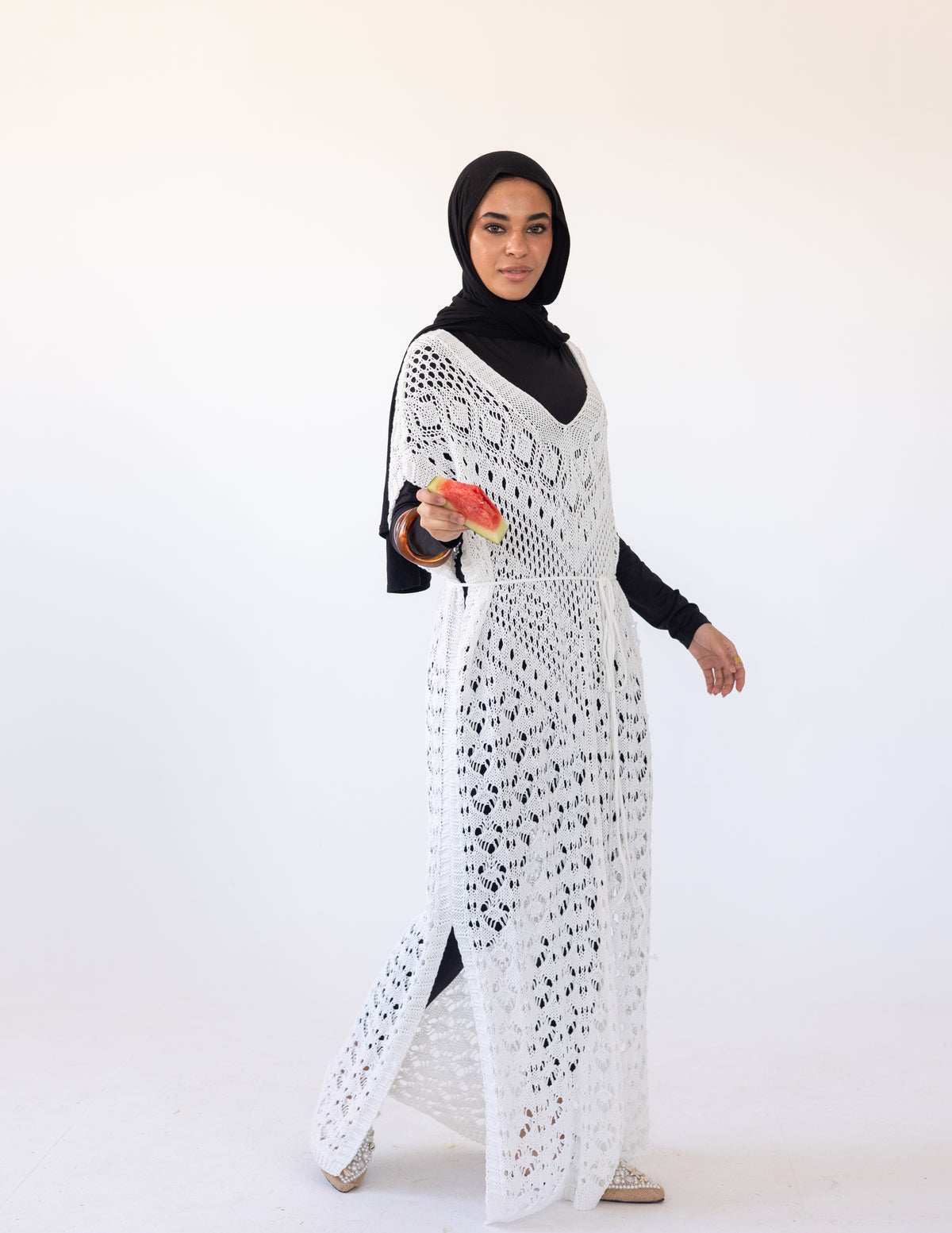 Seashell maxi dress — white