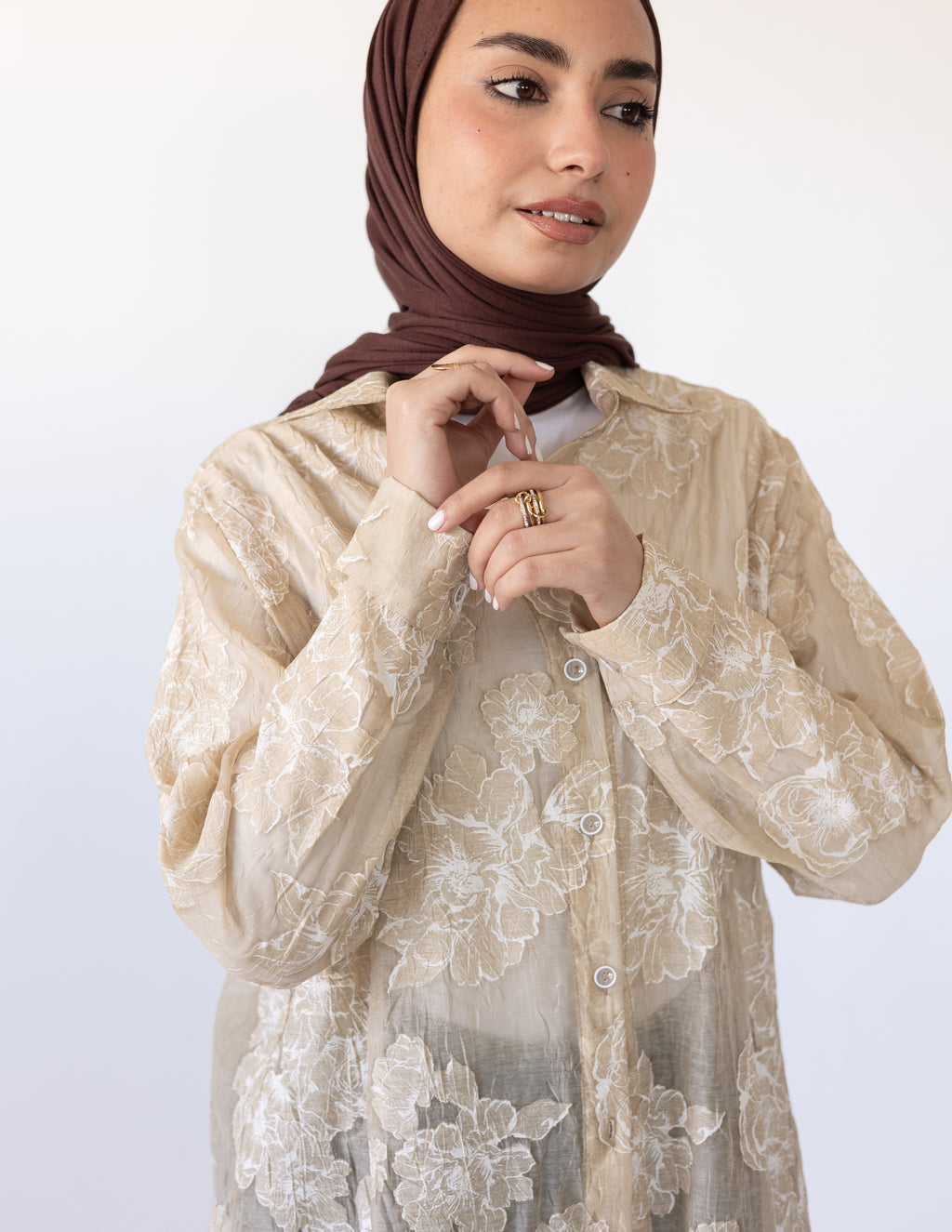 Fleur Dentelle Chemise — Beige