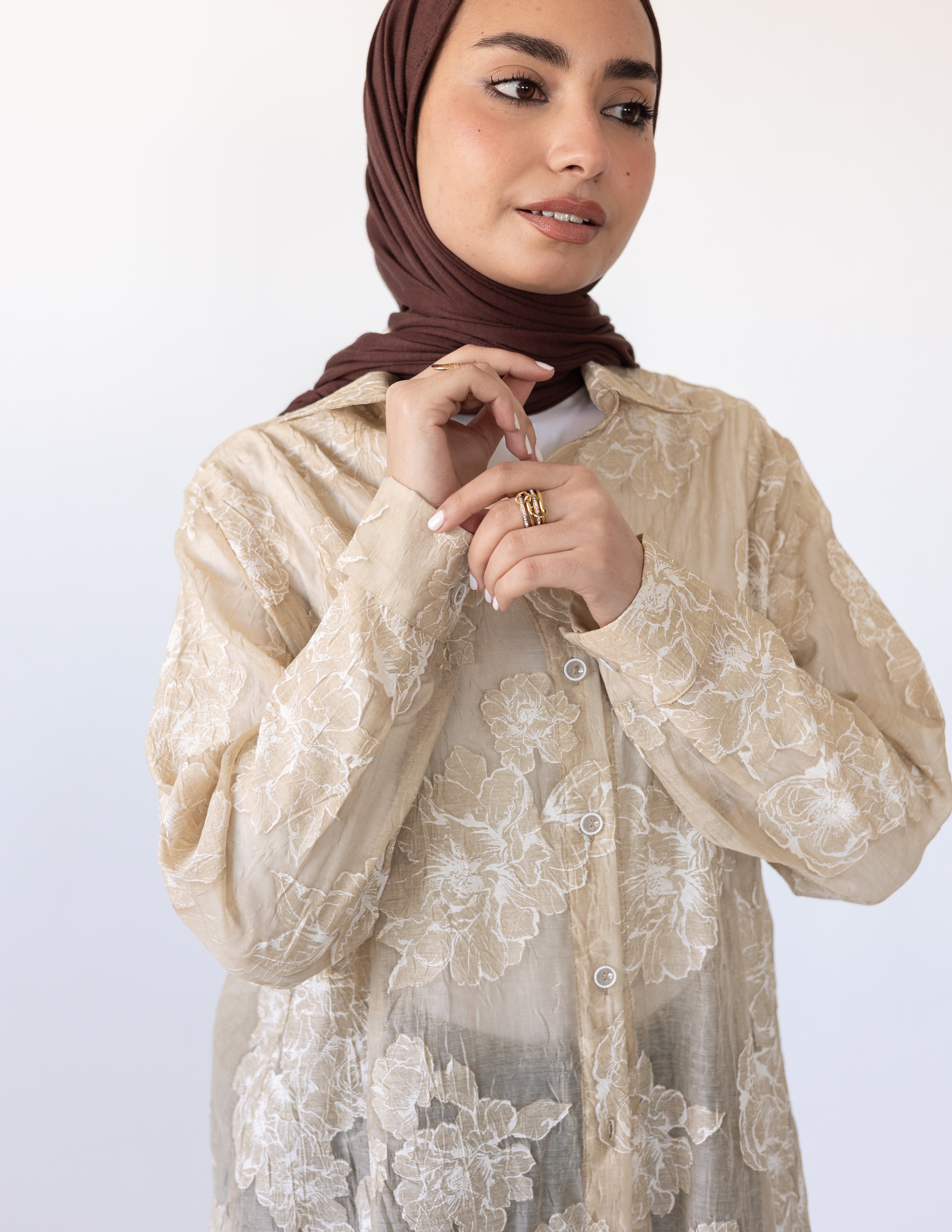 Fleur Dentelle Chemise — Beige