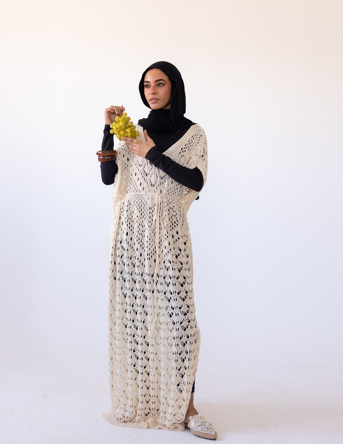 Seashell maxi dress — beige