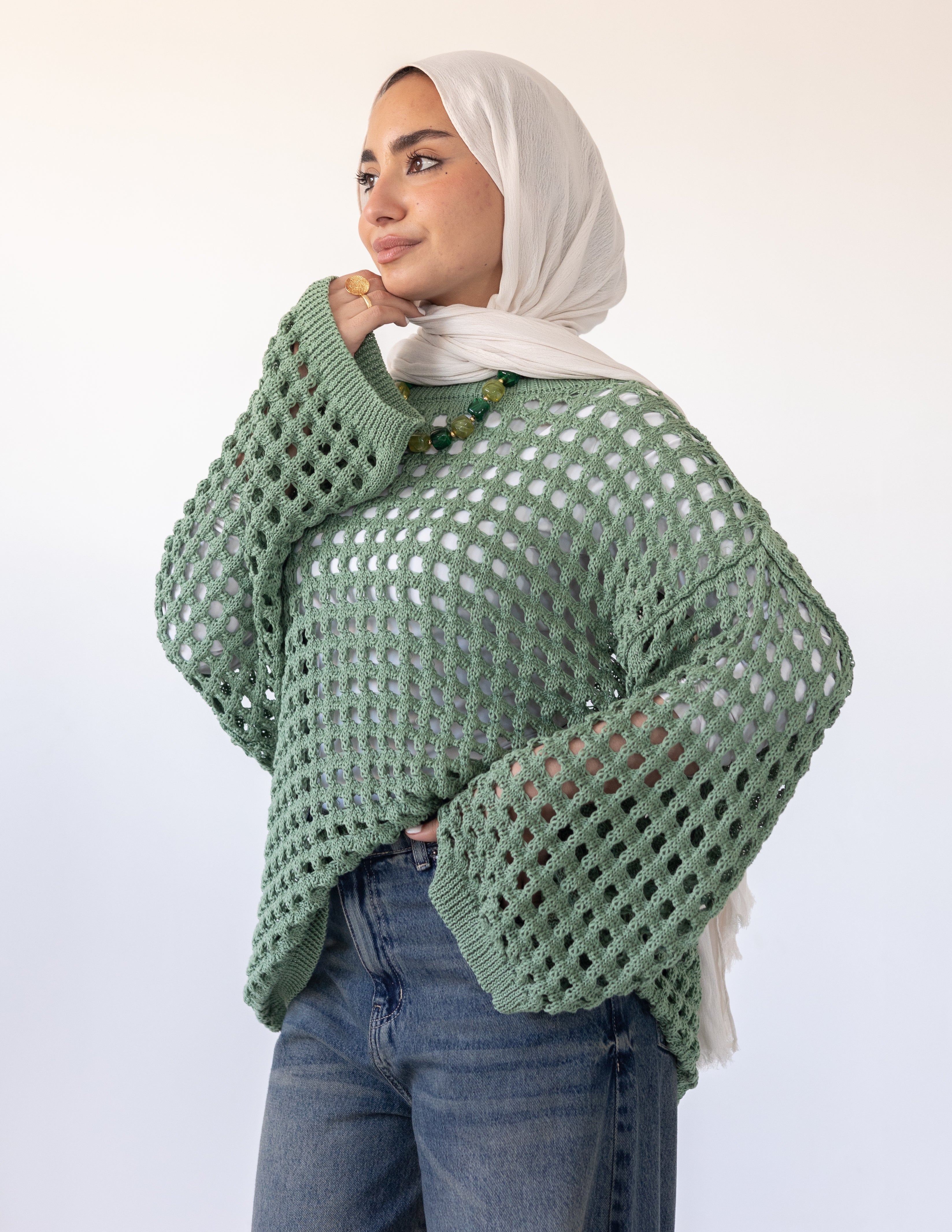 Sunkissed Crochet Shirt_ Olive