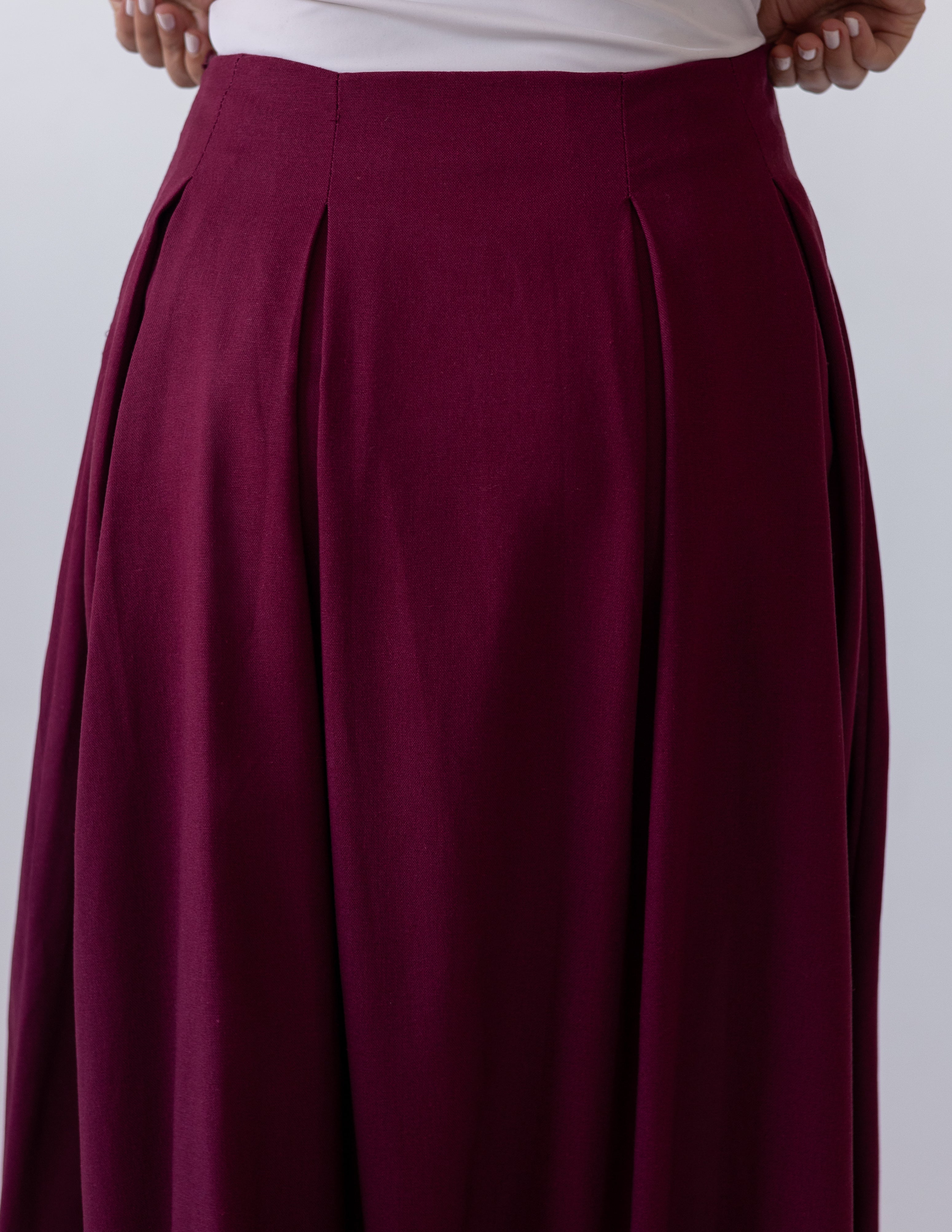 Darts Skirt — Burgundy