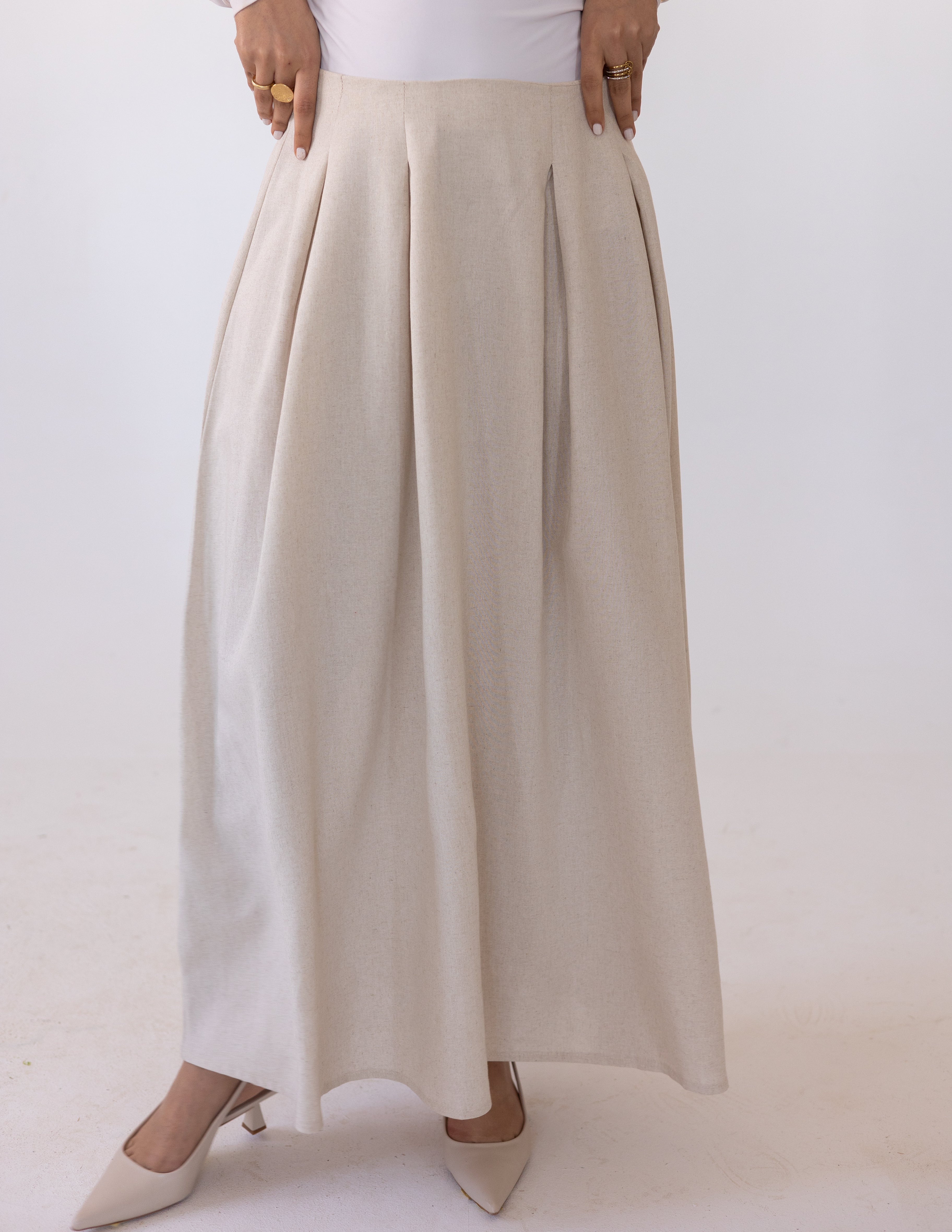 Darts Skirt — Beige