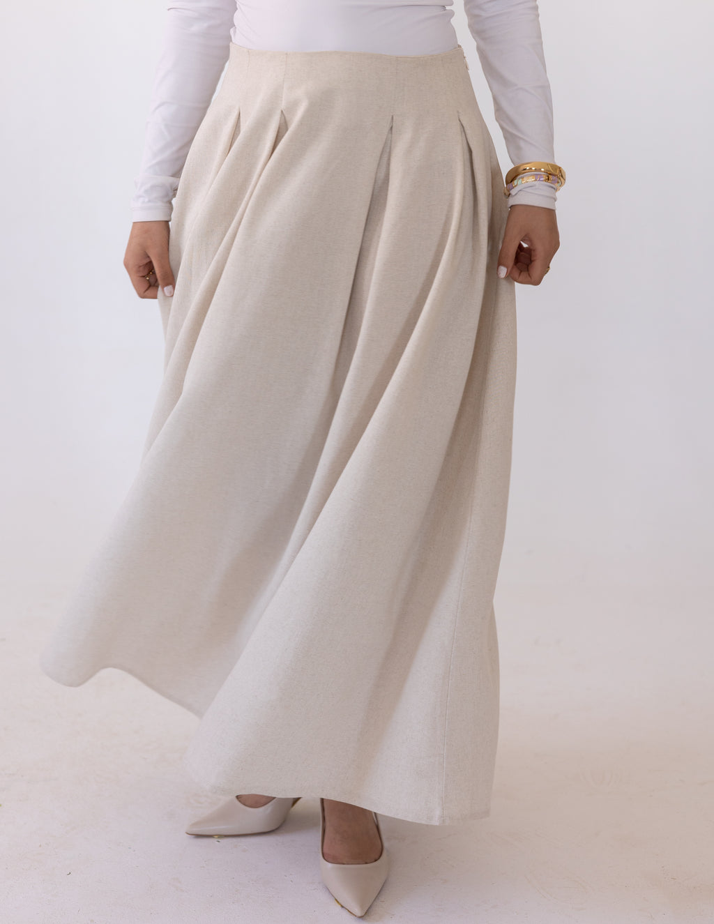 Darts Skirt — Beige