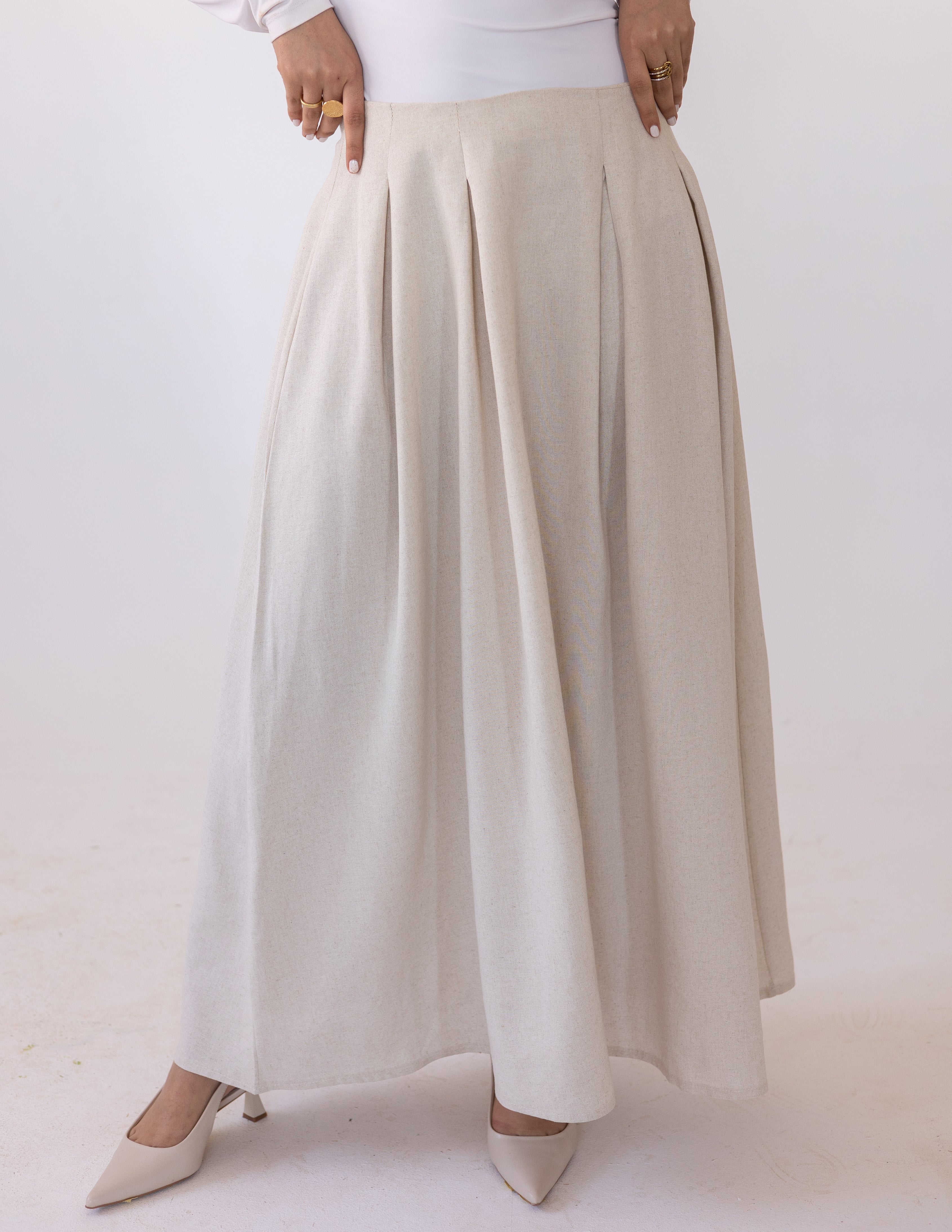 Darts Skirt — Beige