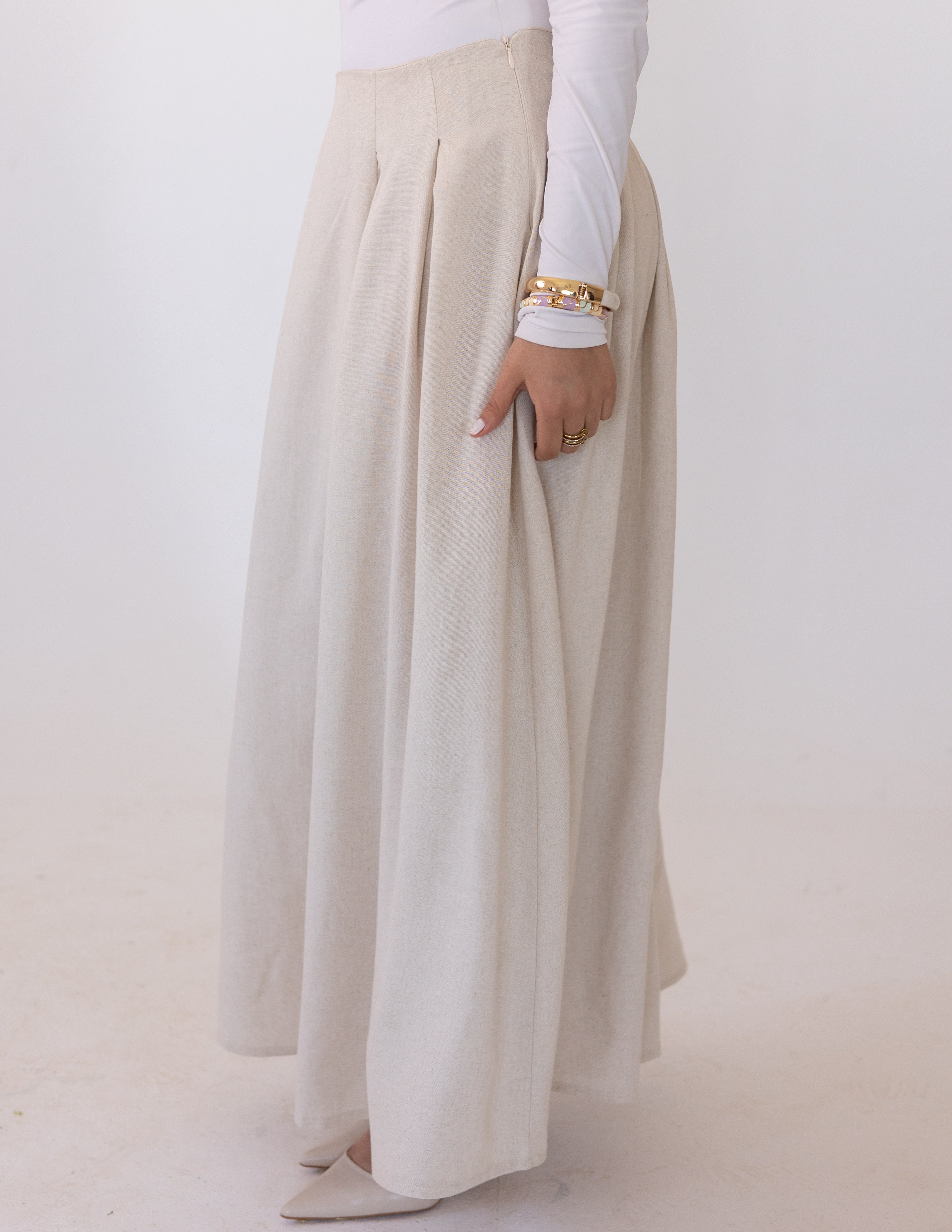 Darts Skirt — Beige