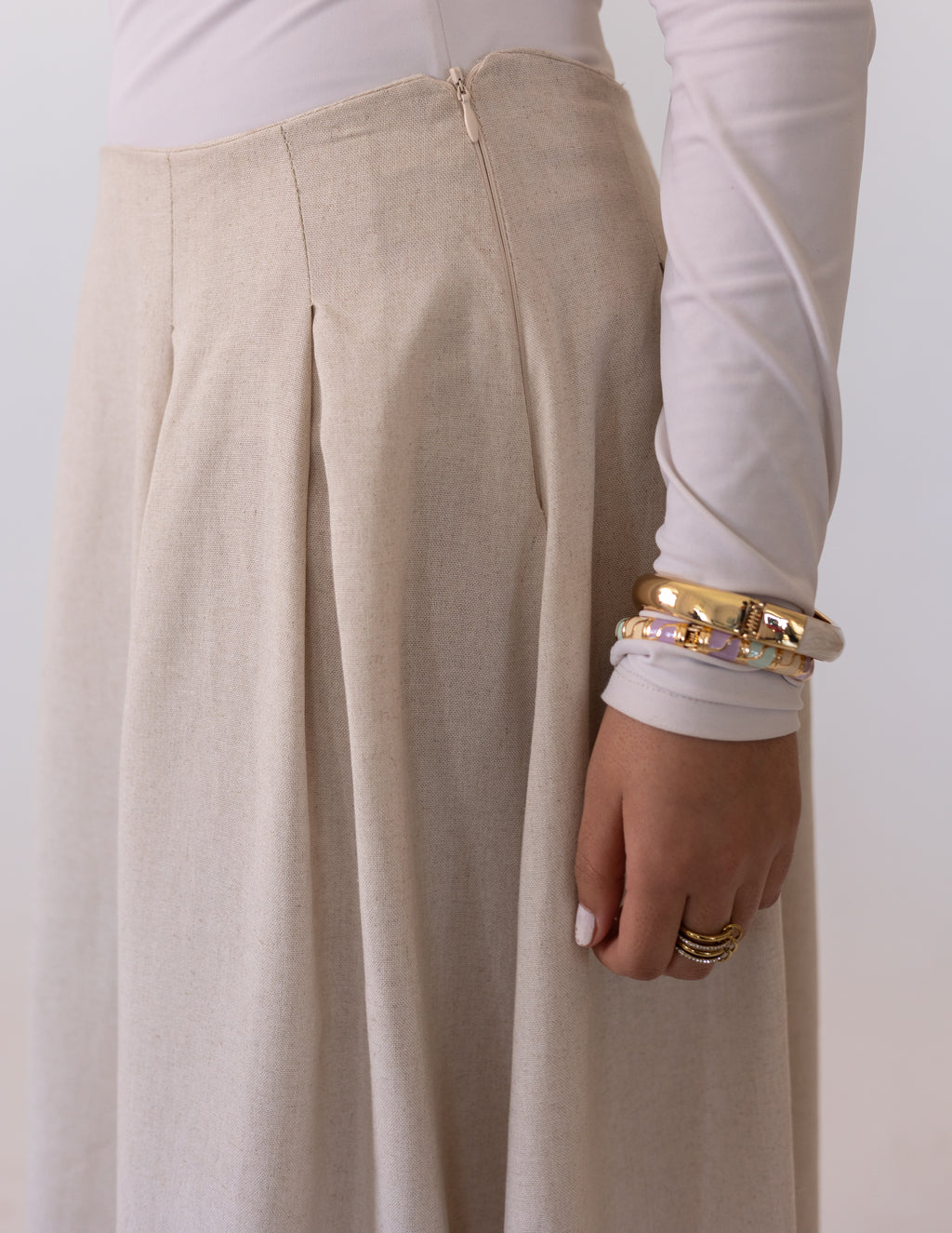Darts Skirt — Beige