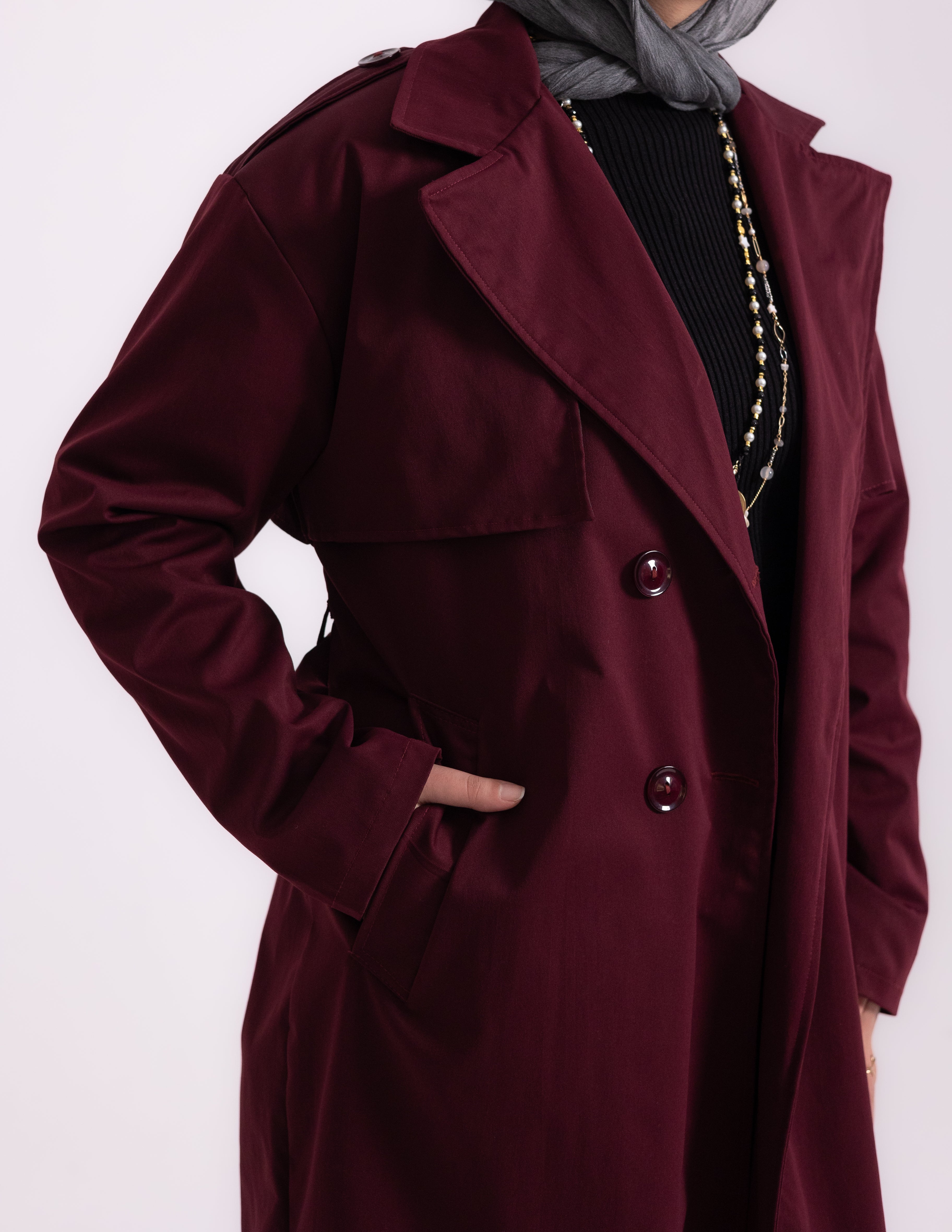 Trench Coat — Burgundy