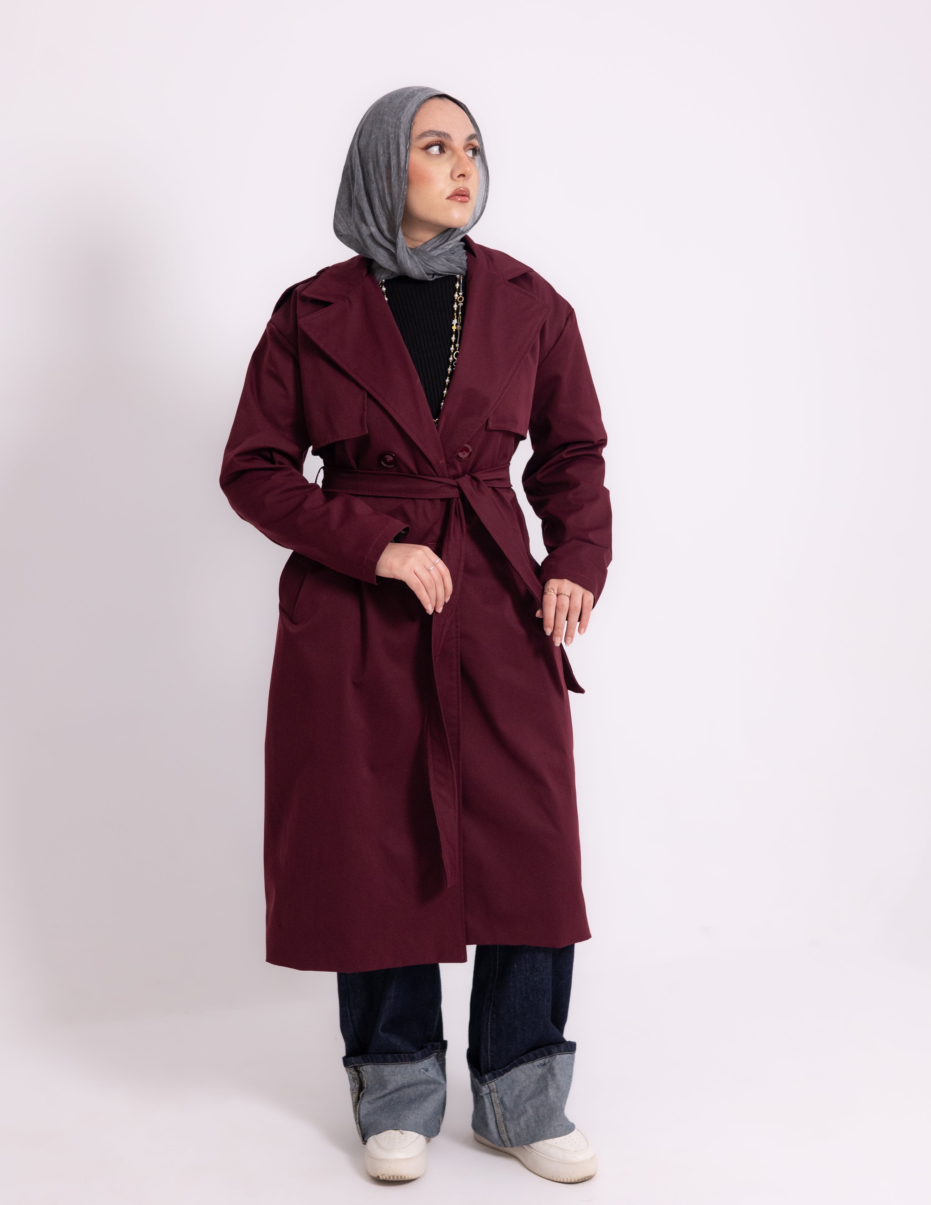 Trench Coat — Burgundy