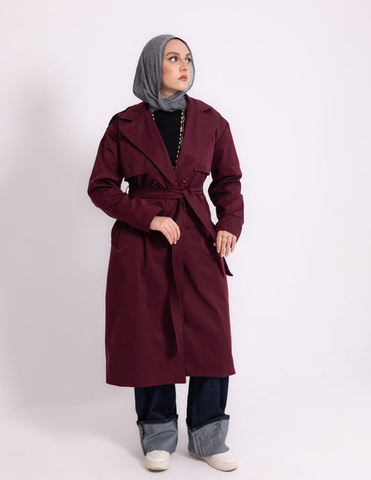Trench Coat — Burgundy