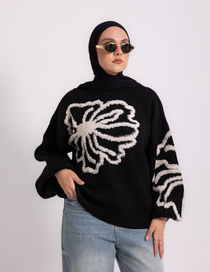 Fleur Knyt Pullover — Black