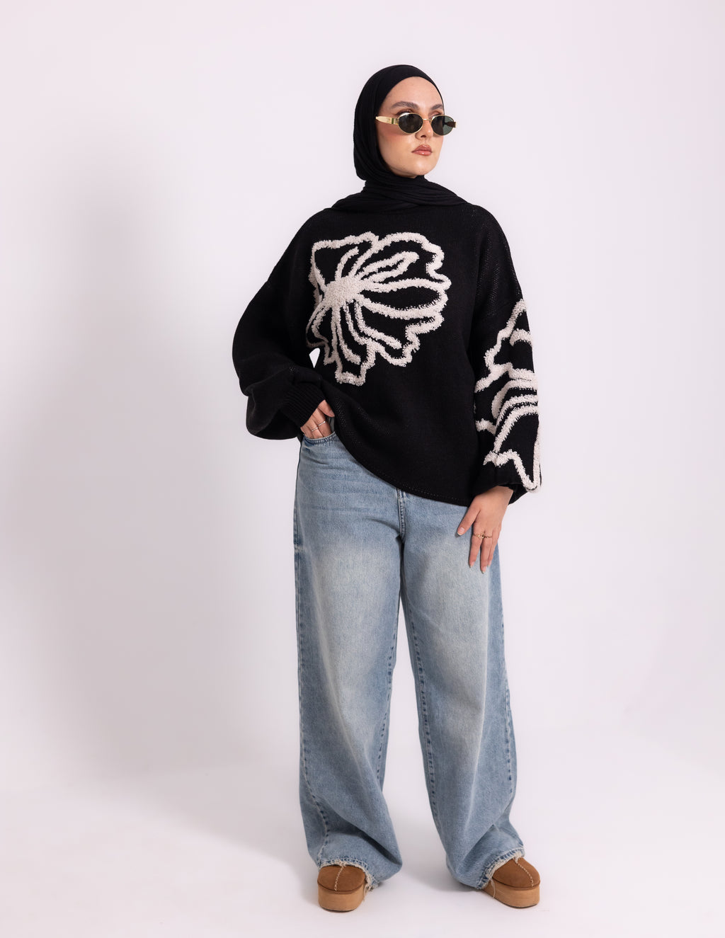 Fleur Knyt Pullover — Black