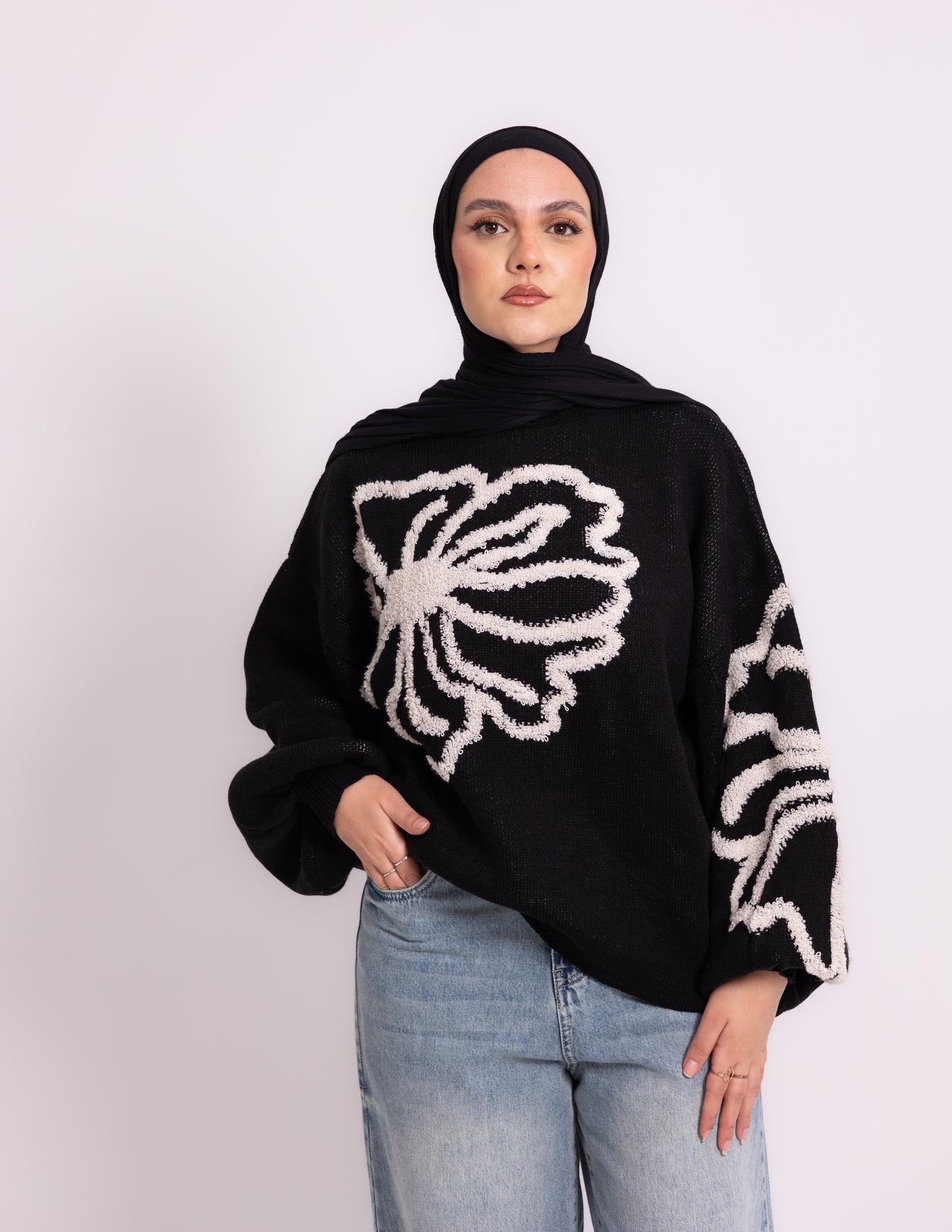 Fleur Knyt Pullover — Black