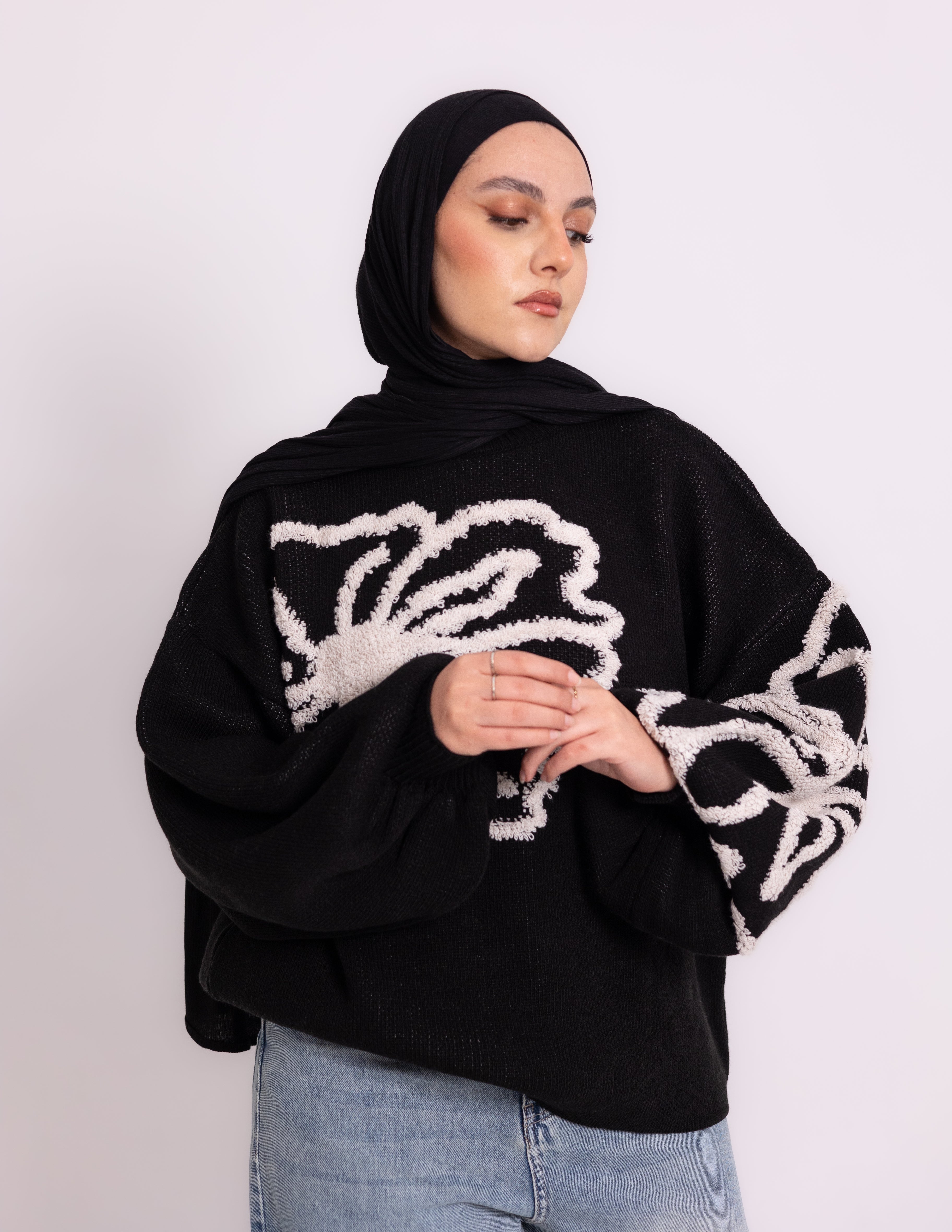 Fleur Knyt Pullover — Black