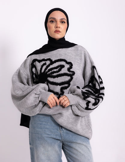 Fleur Knyt Pullover — Grey