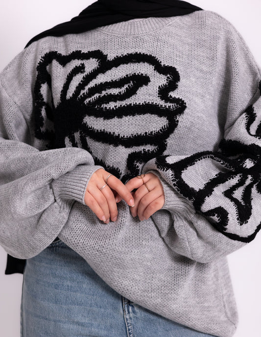 Fleur Knyt Pullover — Grey