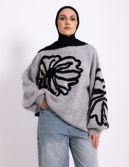 Fleur Knyt Pullover — Grey