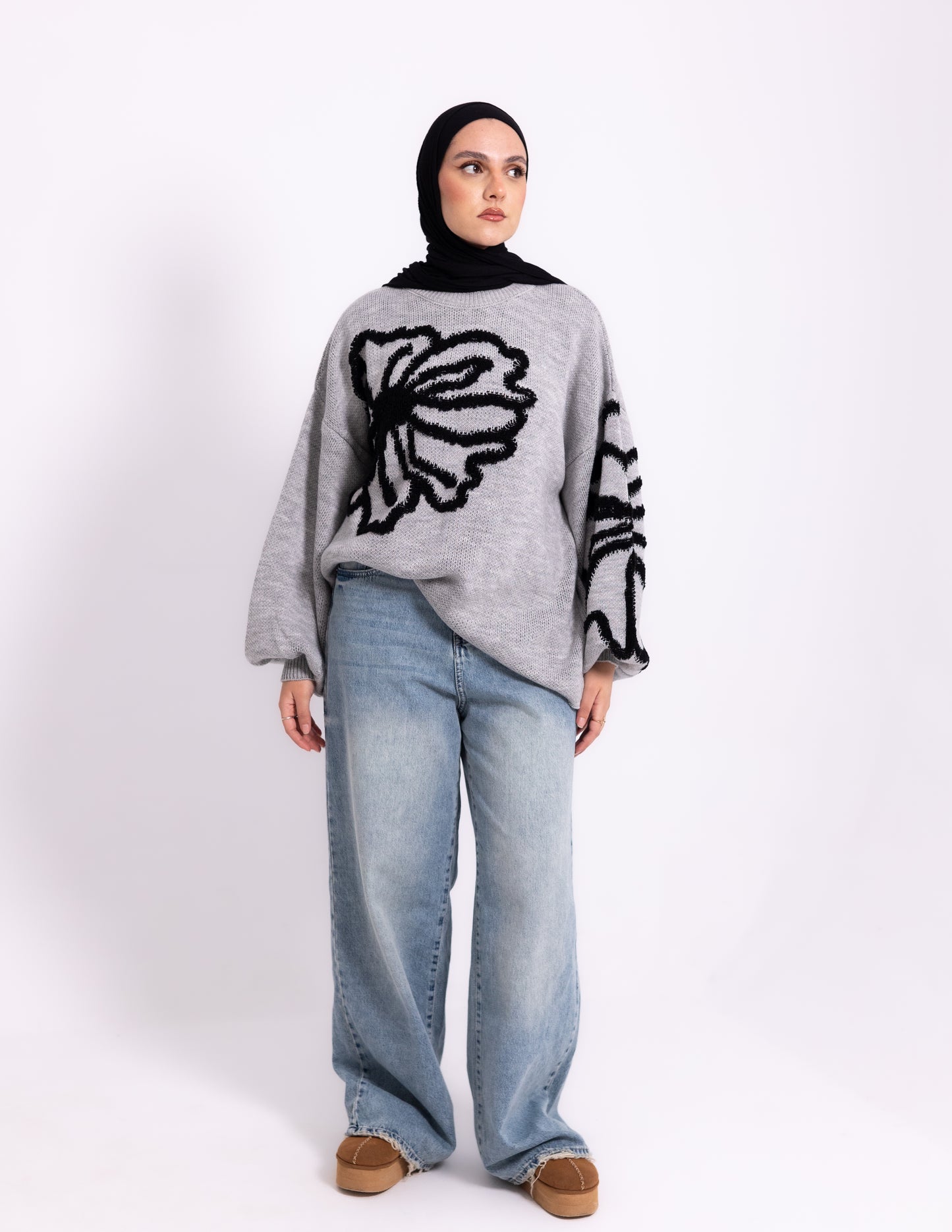 Fleur Knyt Pullover — Grey