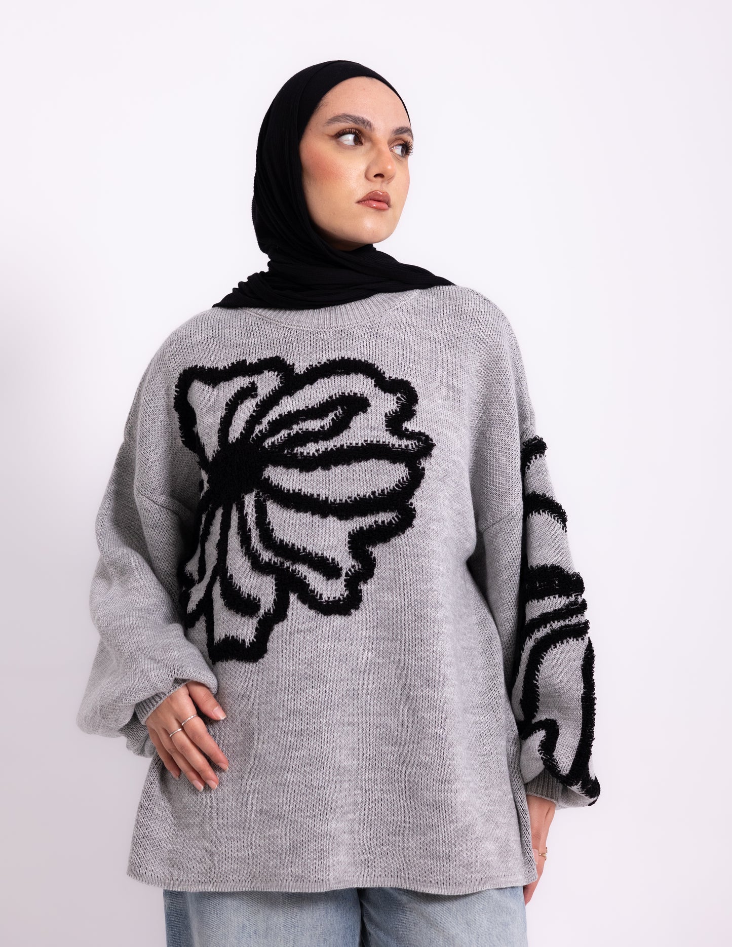 Fleur Knyt Pullover — Grey