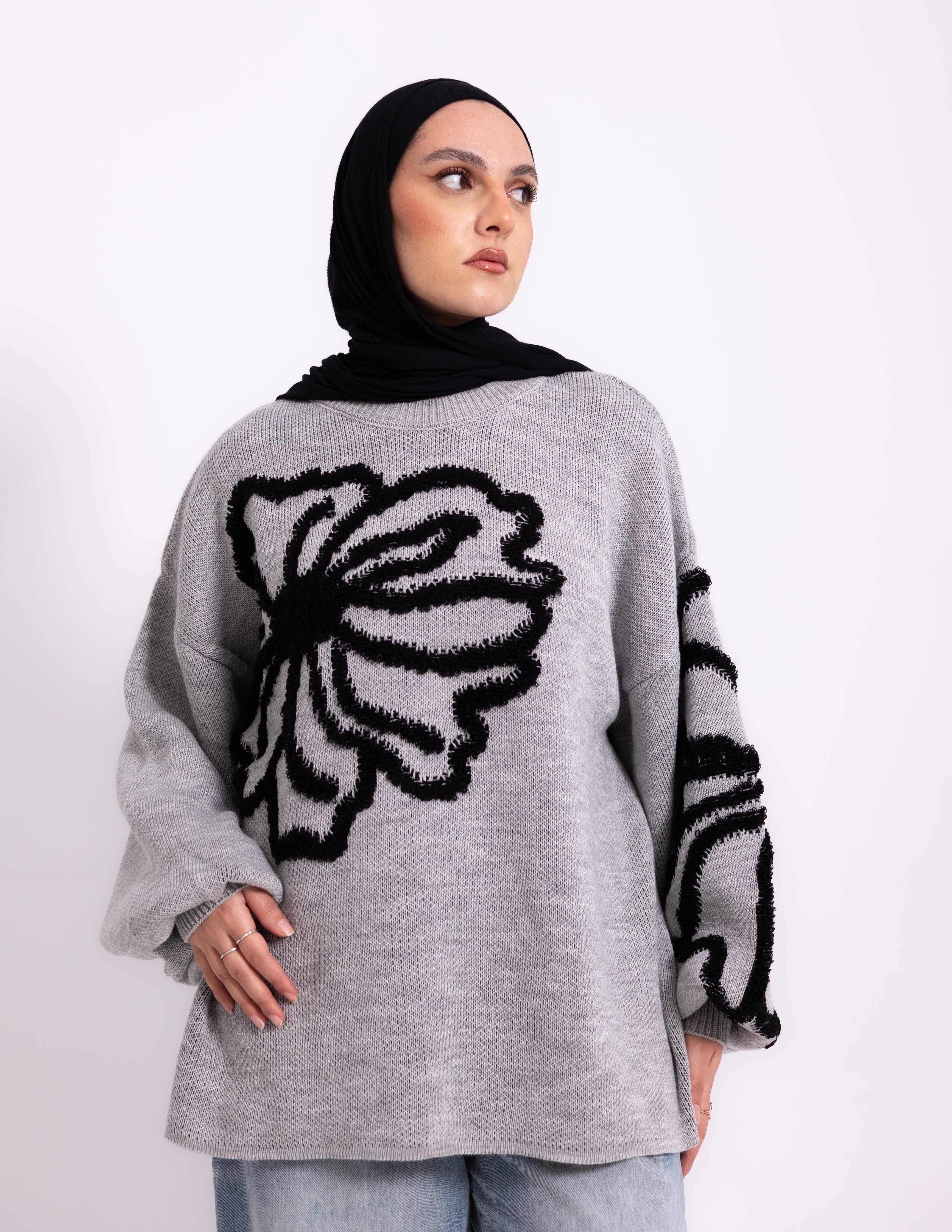 Fleur Knyt Pullover — Grey