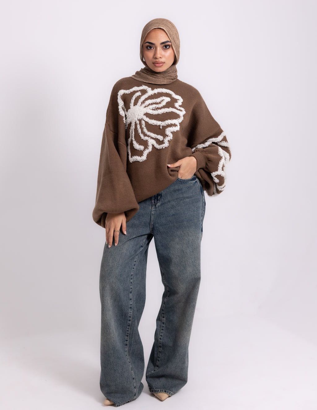 Fleur Knyt Pullover — Brown