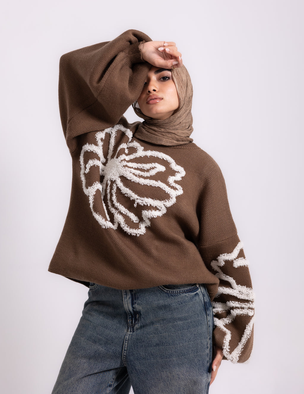Fleur Knyt Pullover — Brown