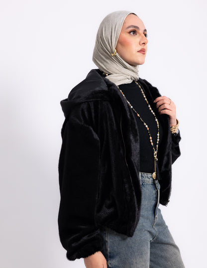 Fur Jacket — Black