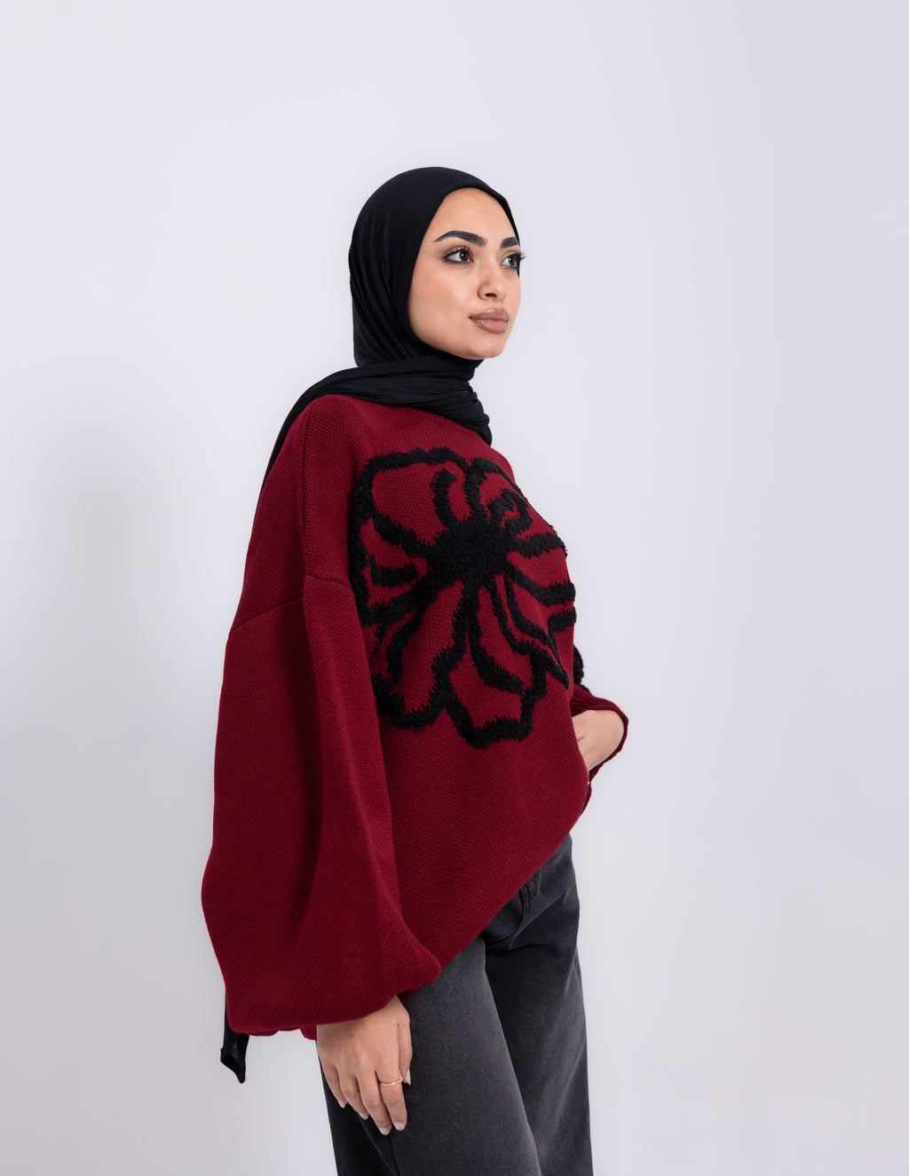 Fleur Knyt Pullover — Maroon