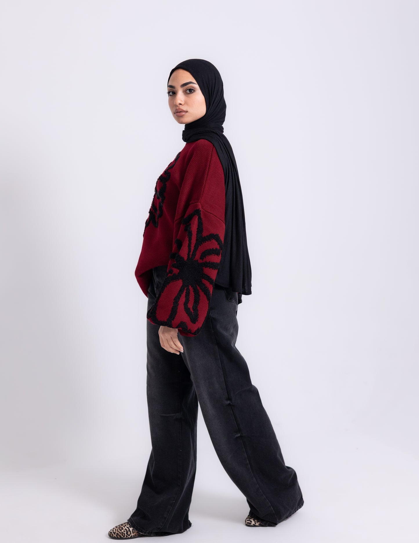 Fleur Knyt Pullover — Maroon