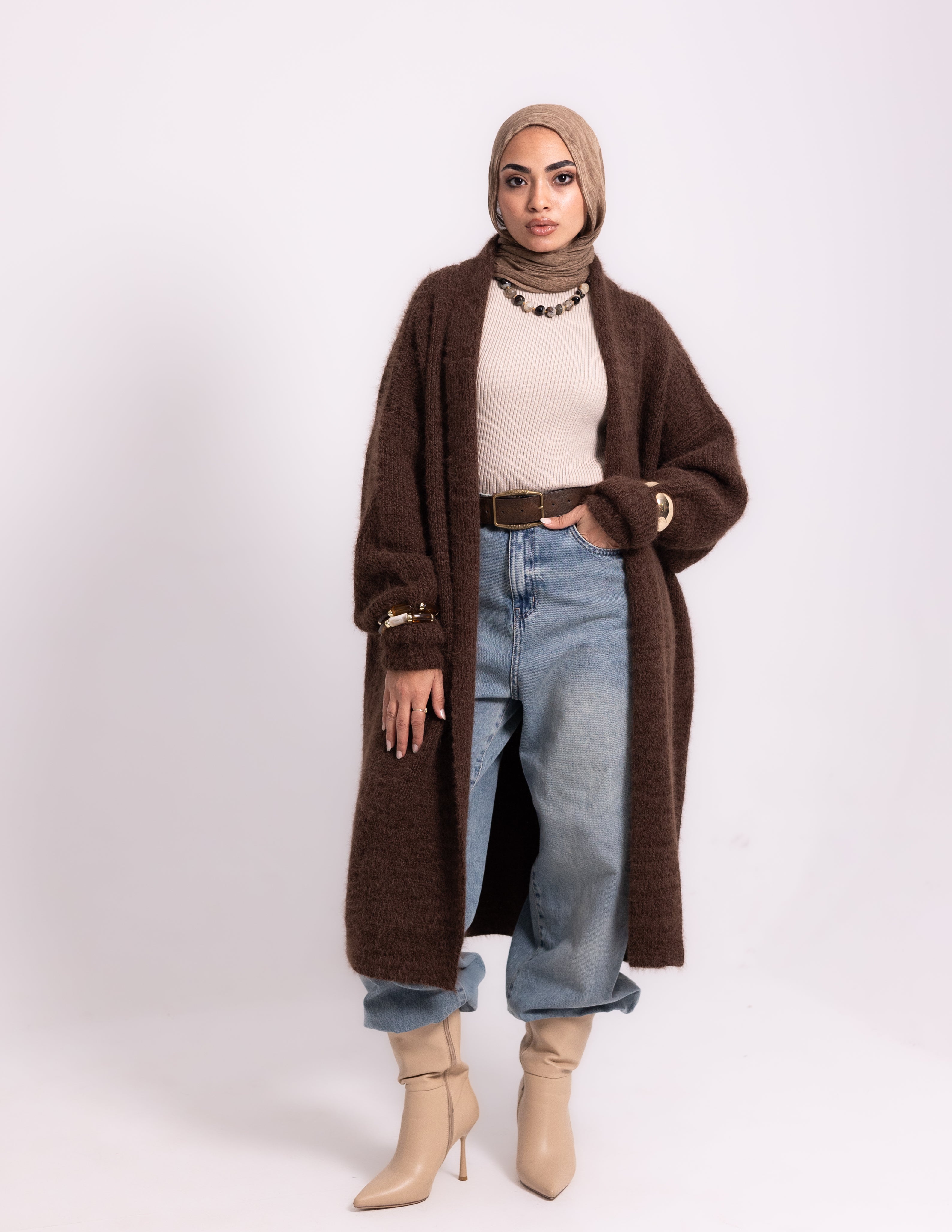 The Fluff Knyt Cardigan — Brown