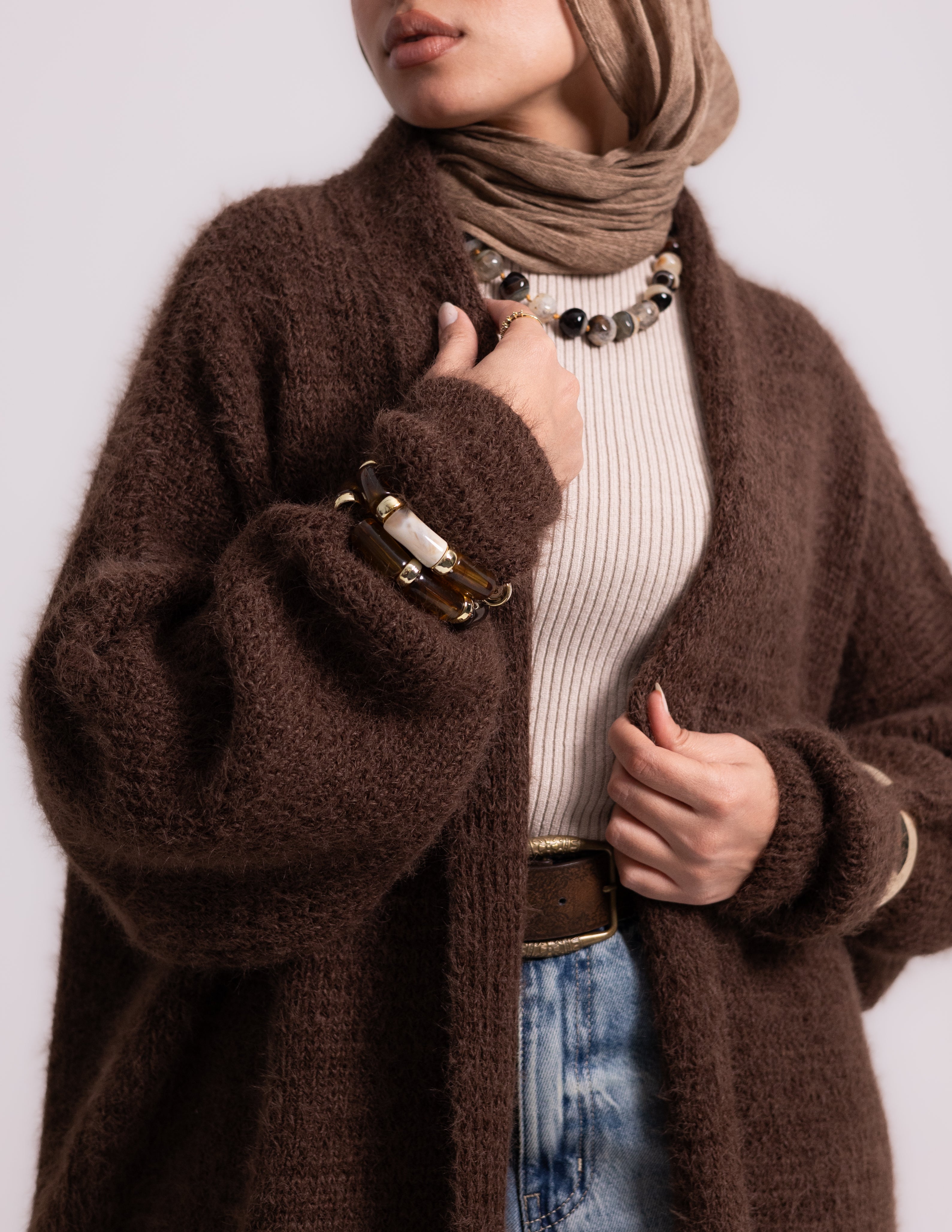 The Fluff Knyt Cardigan — Brown