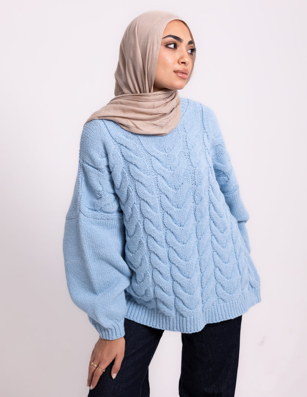 Braided Knyt Pullover — Baby Blue